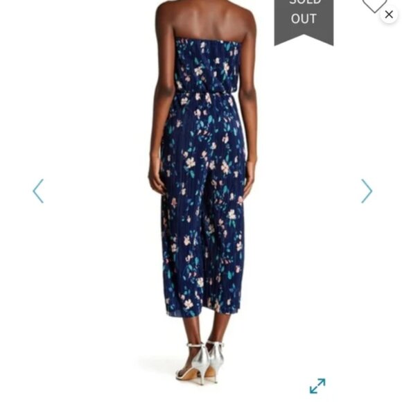 19 Cooper Strapless Floral Blue Jumpsuit Size S - Picture 2 of 9